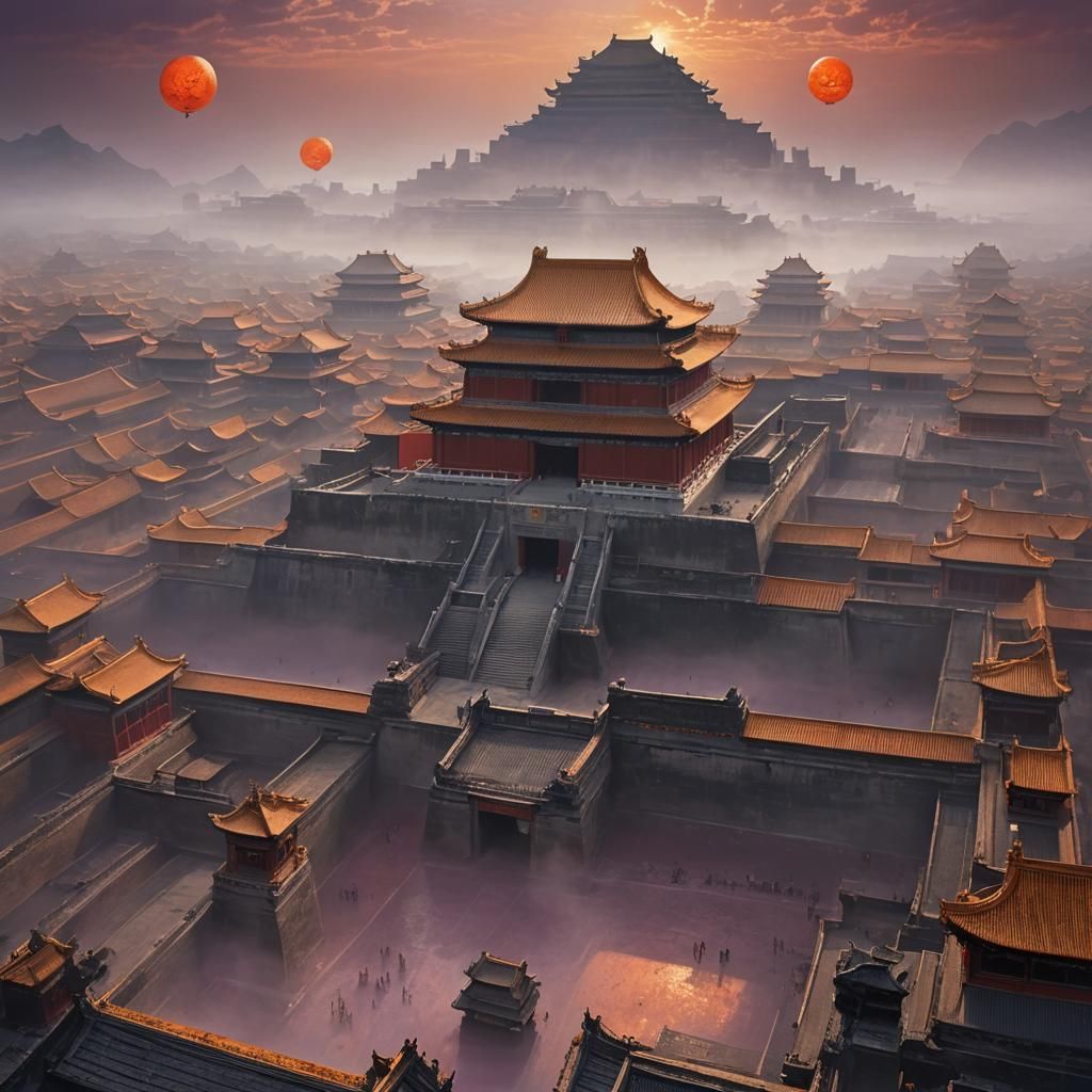 Forbidden City Under Mystical Black Sun