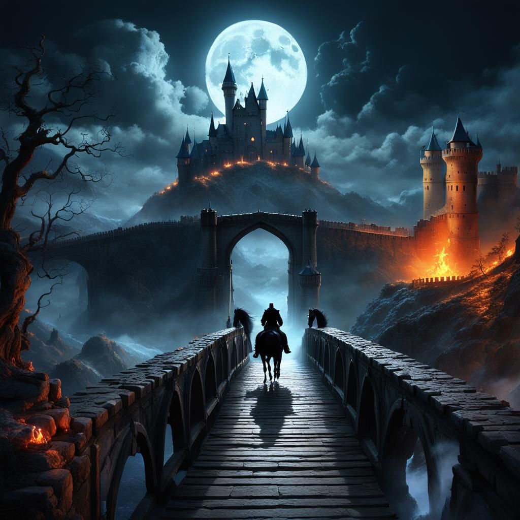 Vampire on Fire Horse: Gothic Fantasy Art