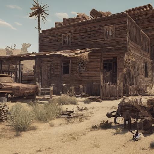 Desert Ghost Town in 3D Game Style