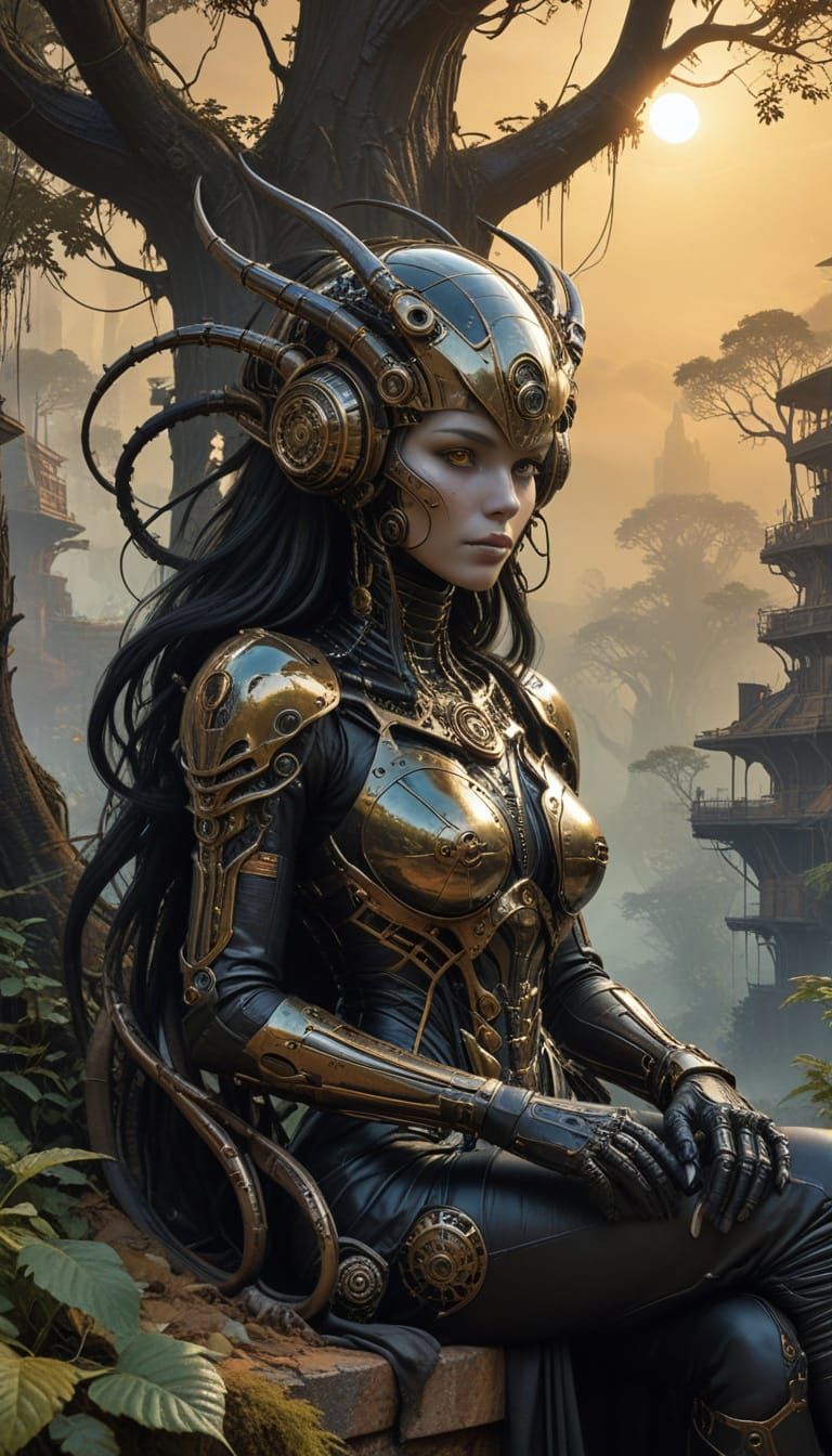 Regal Queen of Sheba in Granite Throne Room