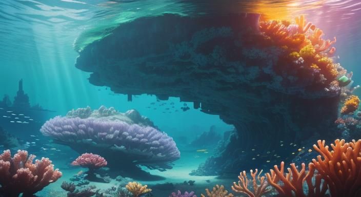 Underwater Coral City Inspired by Moebius