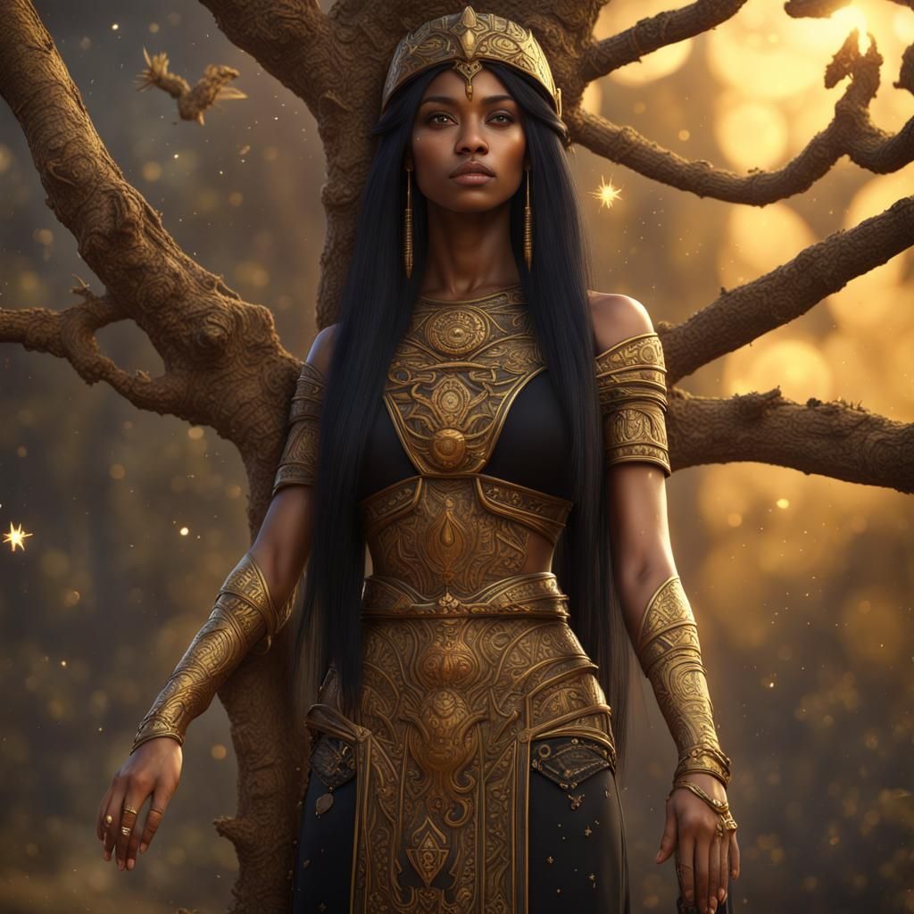 Mesopotamian Goddess Asherah with Star Adornments