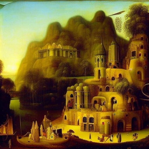 Giant Sphinx in Hieronymus Bosch Style