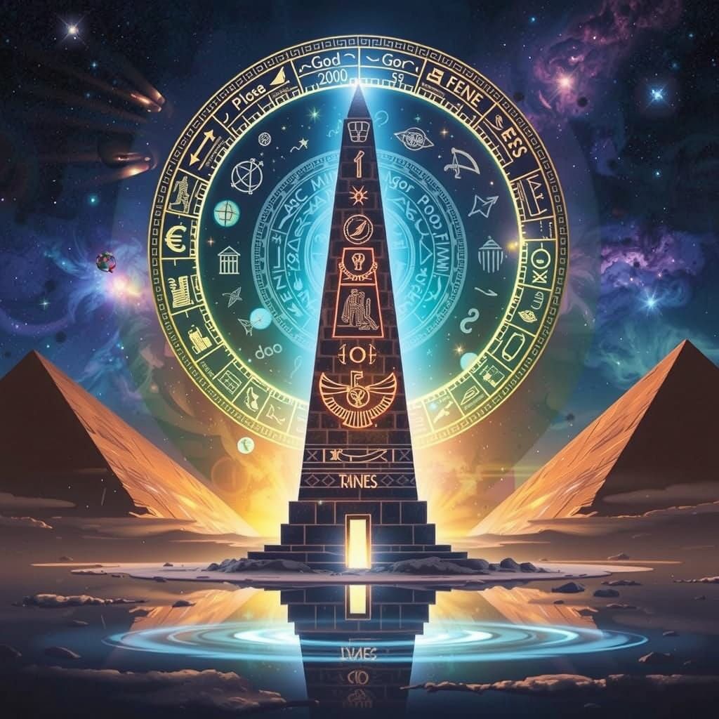 Glowing Obelisk in Cosmic Portal