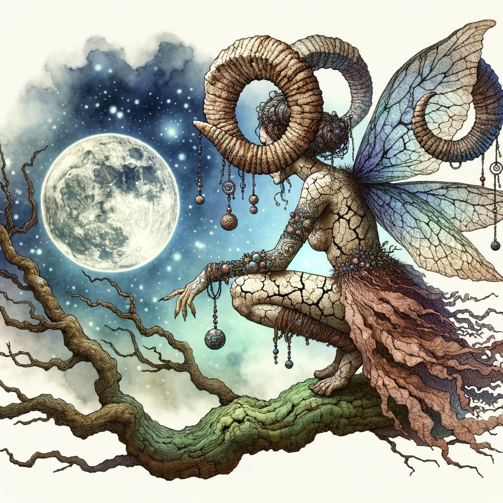 Whimsical Forest Fairy Under Full Moon