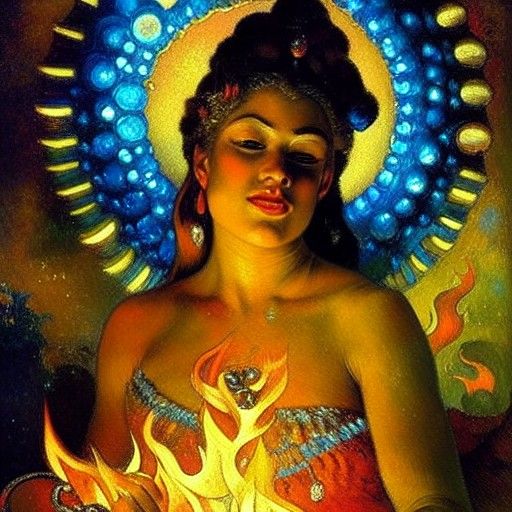 Hestia, Goddess of Hearth in Post-Impressionist Style