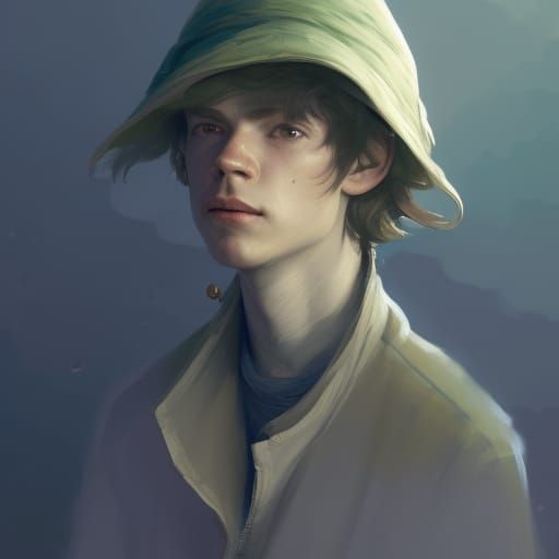 Snufkin Portrait in Artgerm and Mucha Style