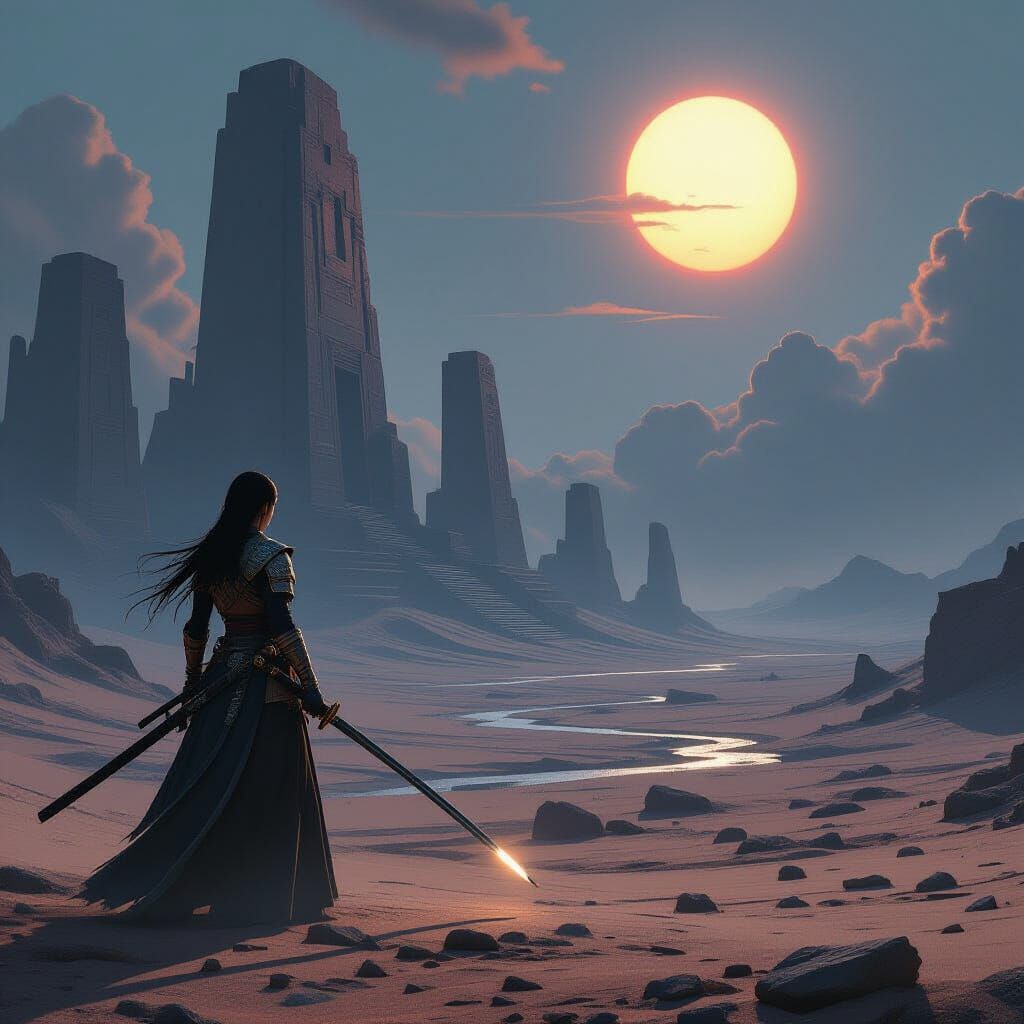 Lone Samurai on Alien Planet