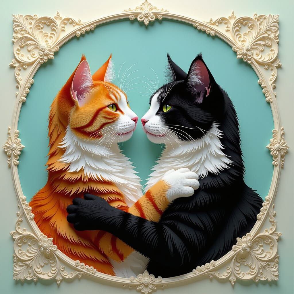 3D bas relief masterpiece, hyper-realism, paper quilling and...