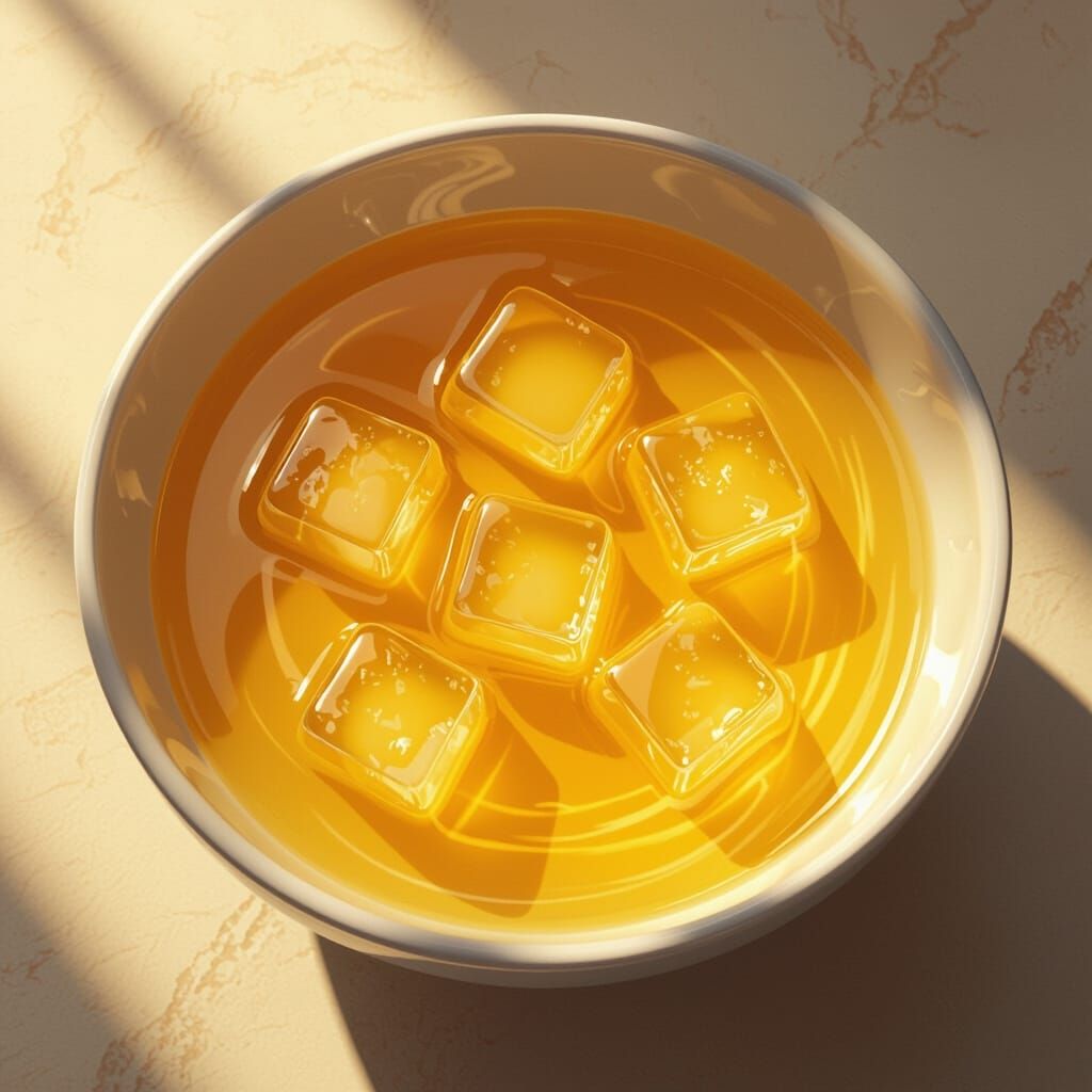 Ghee with Ice Cubes in Minimalist Style