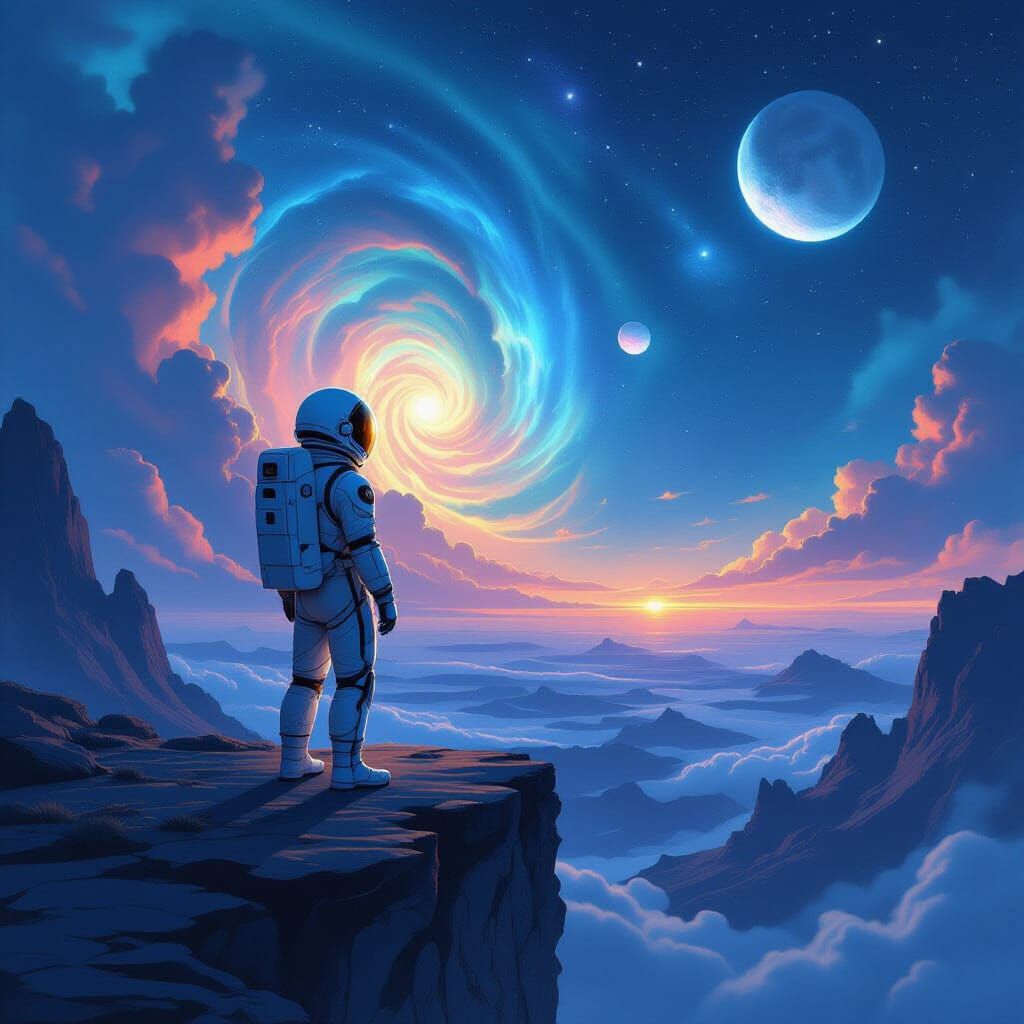 Astronaut on Alien Planet in Studio Ghibli Style