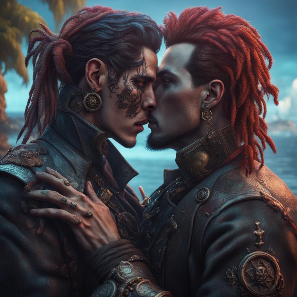 Cyberpunk pirate kiss