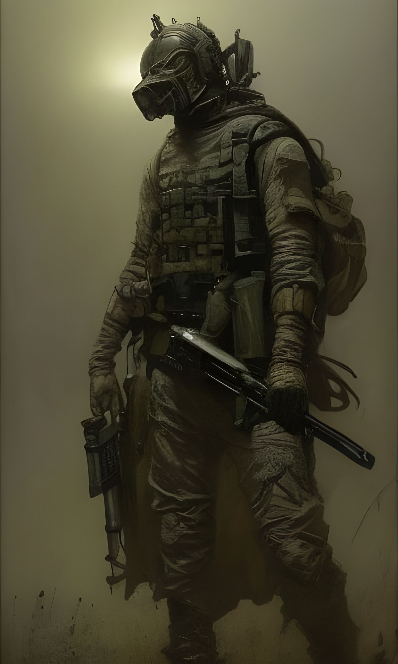 Ghostly Tactical Soldier in Wasteland Horror