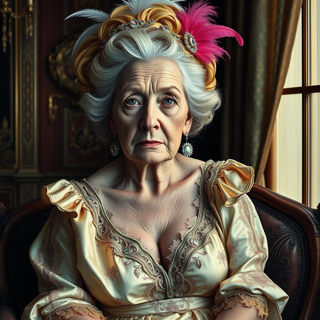 Elegant Courtesan in Lavish 18th Century Attire