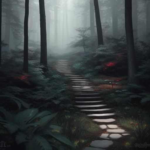 Fox with Red Eyes in Forest: Matte Painting