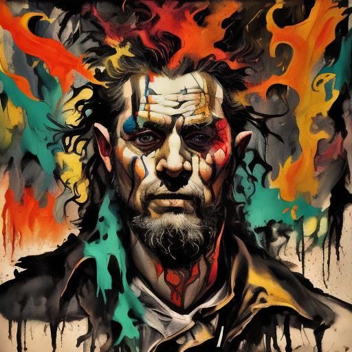 Chaotic Riot Scene in Fauvist Expressionism Style