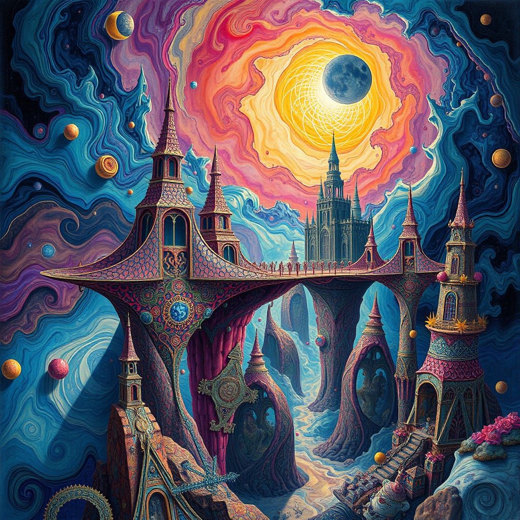 Psychedelic Landscapes in Vibrant, Swirling Colors