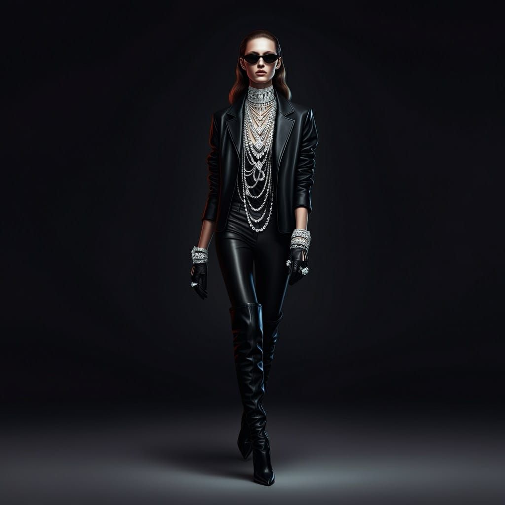 Edgy Leather Goddess in Cyberpunk Chic