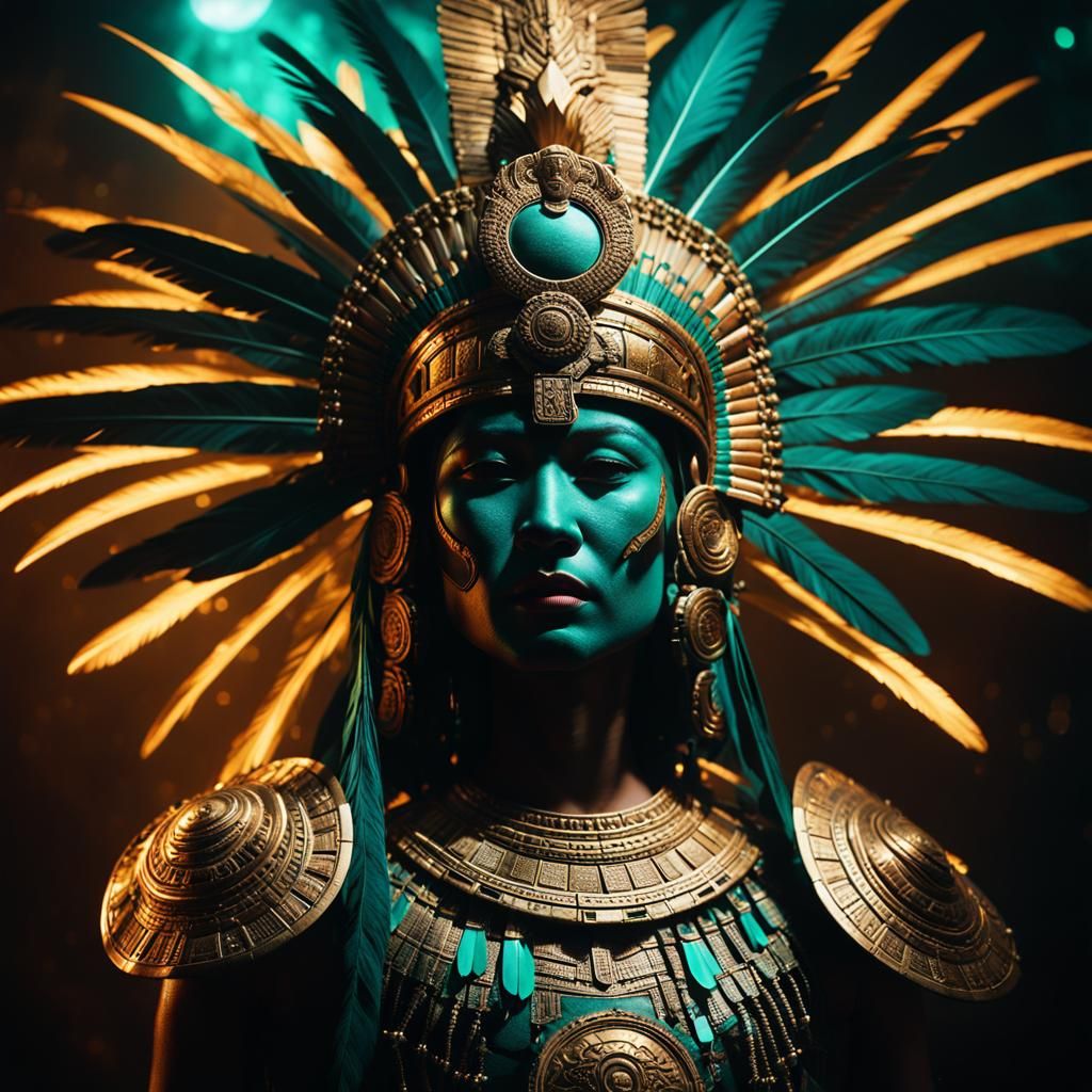 A silhouette of a Mayan princess with headdress