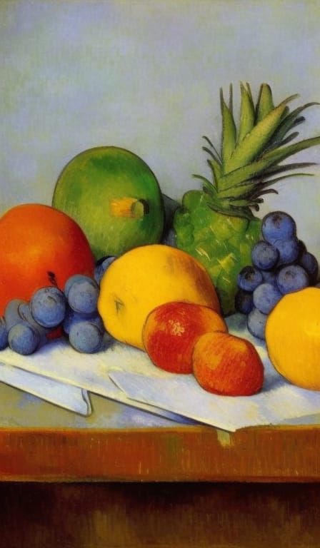 Impressionistic Still Life with Fruits and Vegetables