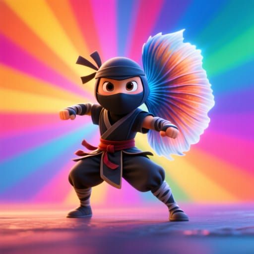 Betta Fish Ninja in Pixar Disney Style 3D Art