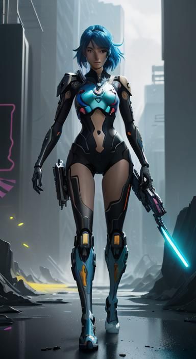 Nintendo Switch Girl in Cyberpunk Anime Style