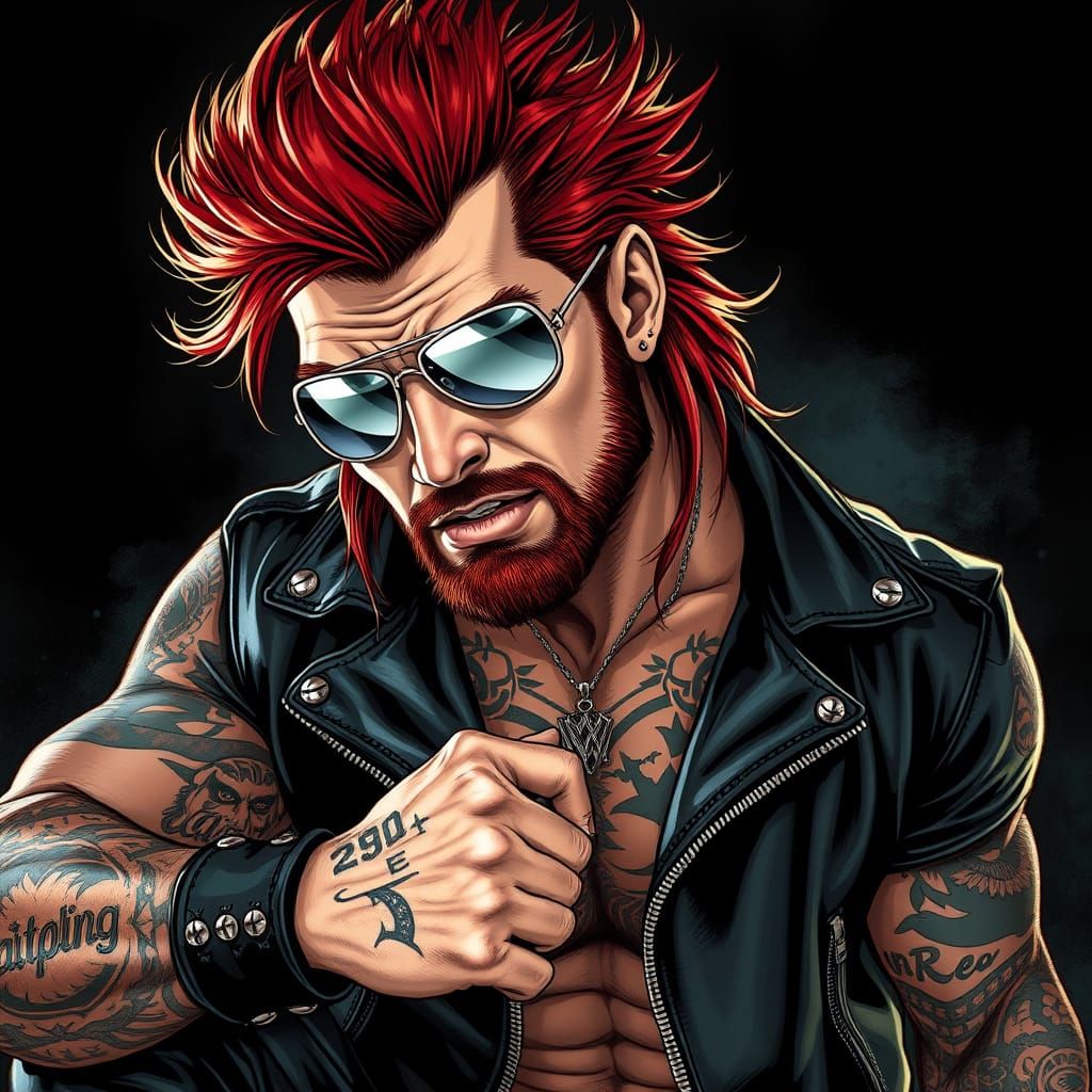 Confident Wrestler in Dark, Gritty Style