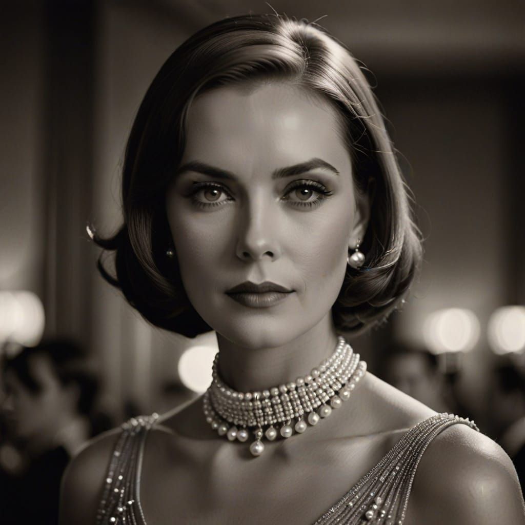 Elegant Woman Portrait in Silver Gelatin Style