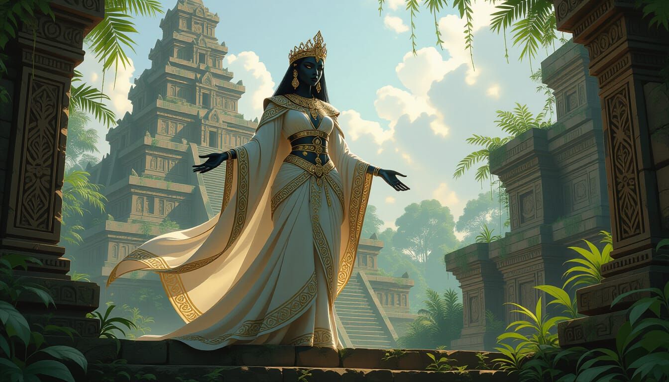 A towering ziggurat in a forgotten jungle city