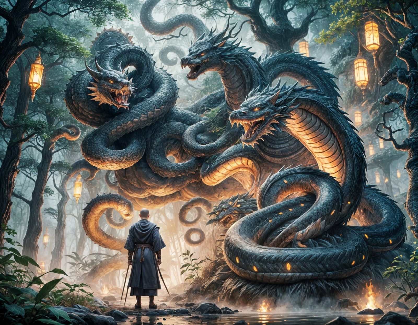 Tattooed Warrior Monk Digital Masterpiece