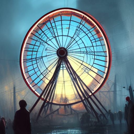 Burning Ferris Wheel: Dark Fantasy Concept Art
