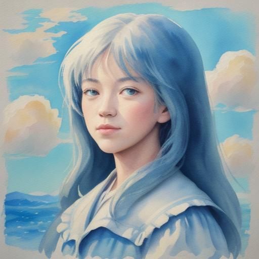 Impressionist Sun Obscured by Clouds in Gouache