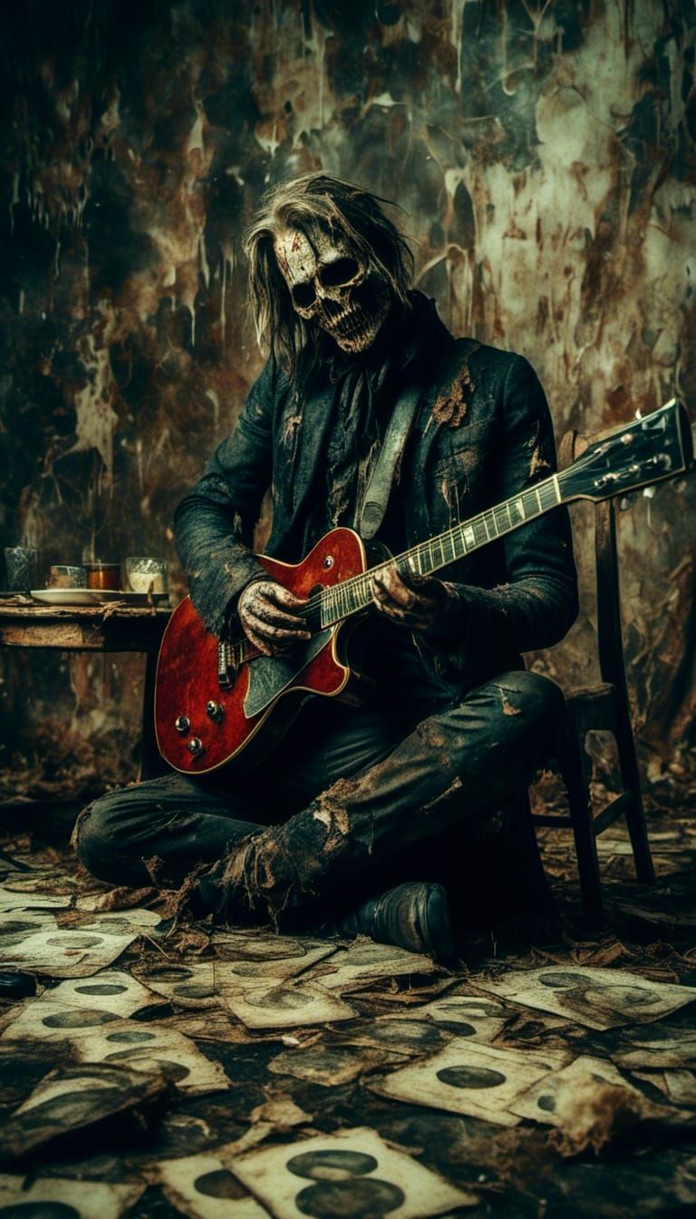 Macabre Electric Guitar on a Table