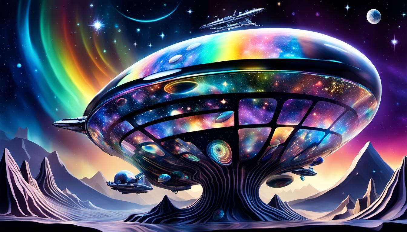 Surreal Cosmic Sculpture in High-Tech Futuristic Style