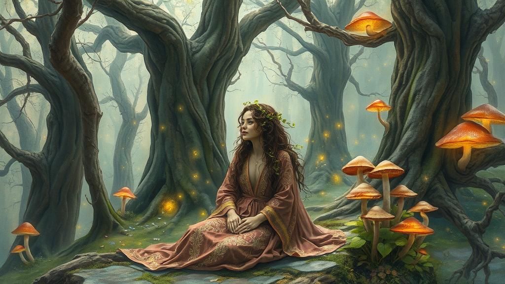 Enchanted Forest Person in Ethereal Watercolor Style