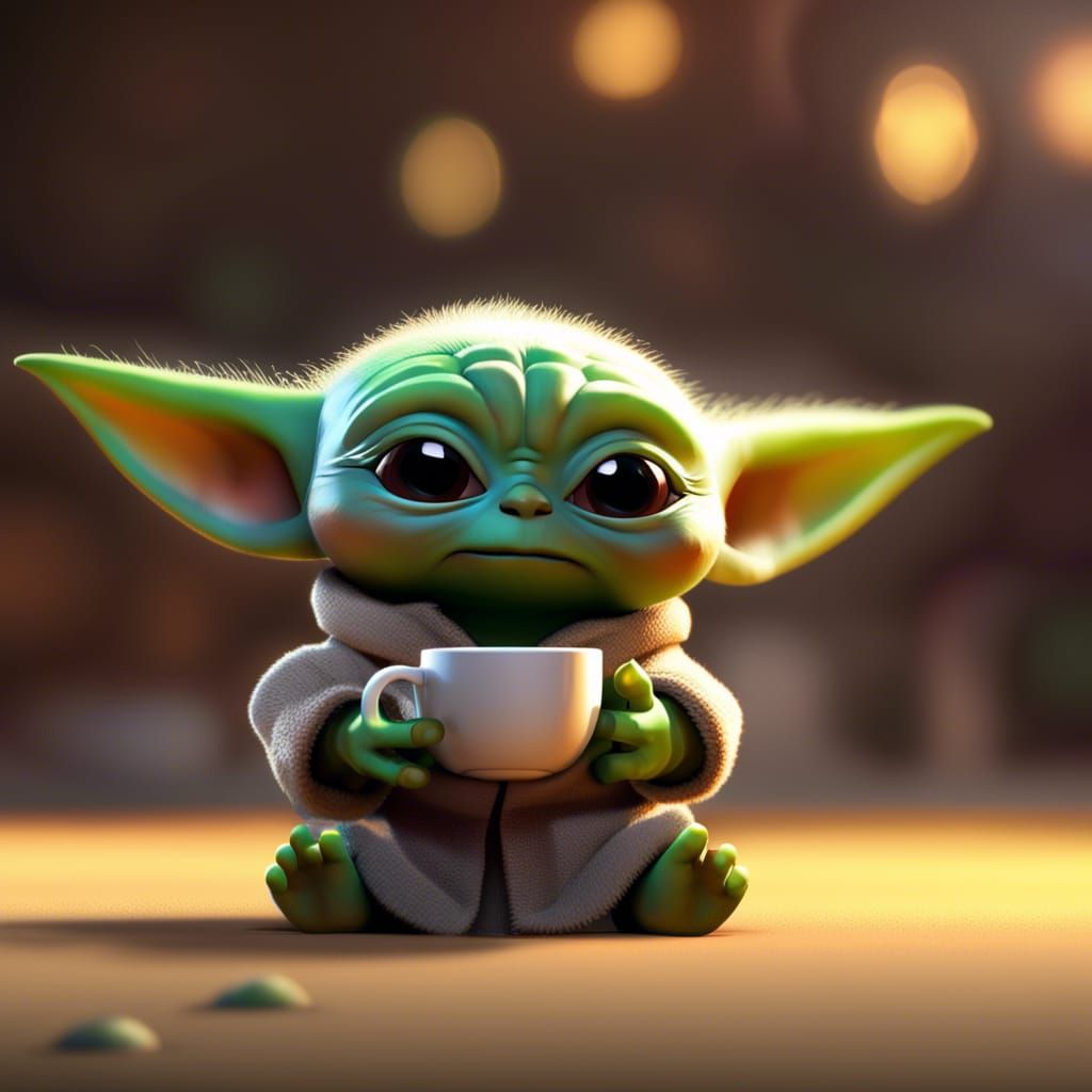 Baby Yoda as Calvin and Hobbes 3D Render