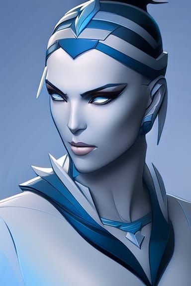 Striking Blue-Skinned Tribal Portrait with Dynamic Lighting