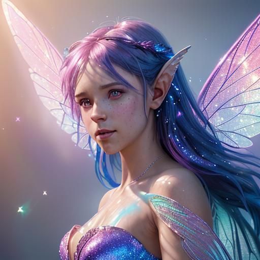 Sparkly Fairy Portrait in Hyperdetailed Digital Art Style