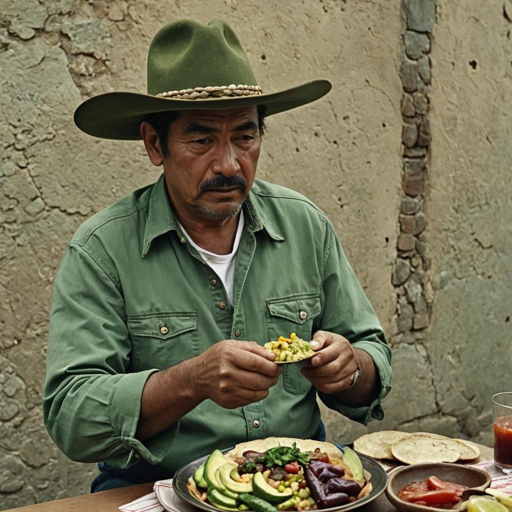 Cinematic Shot of Man with Aguachile Dish