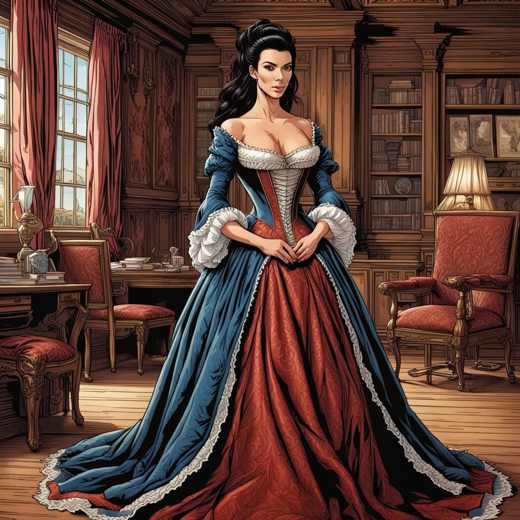 Kim Kardashian as Tudor-Era Noblewoman in Comic Book Art