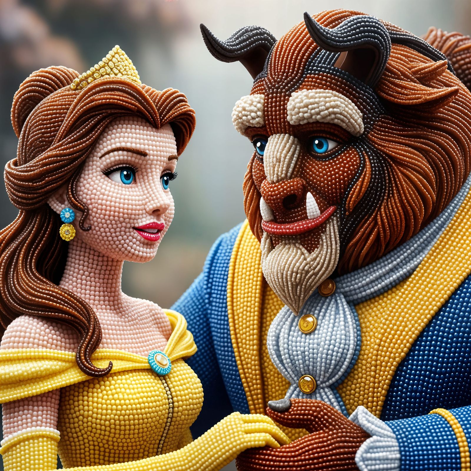 Beaded Princess Belle and Beast CGI Masterpiece