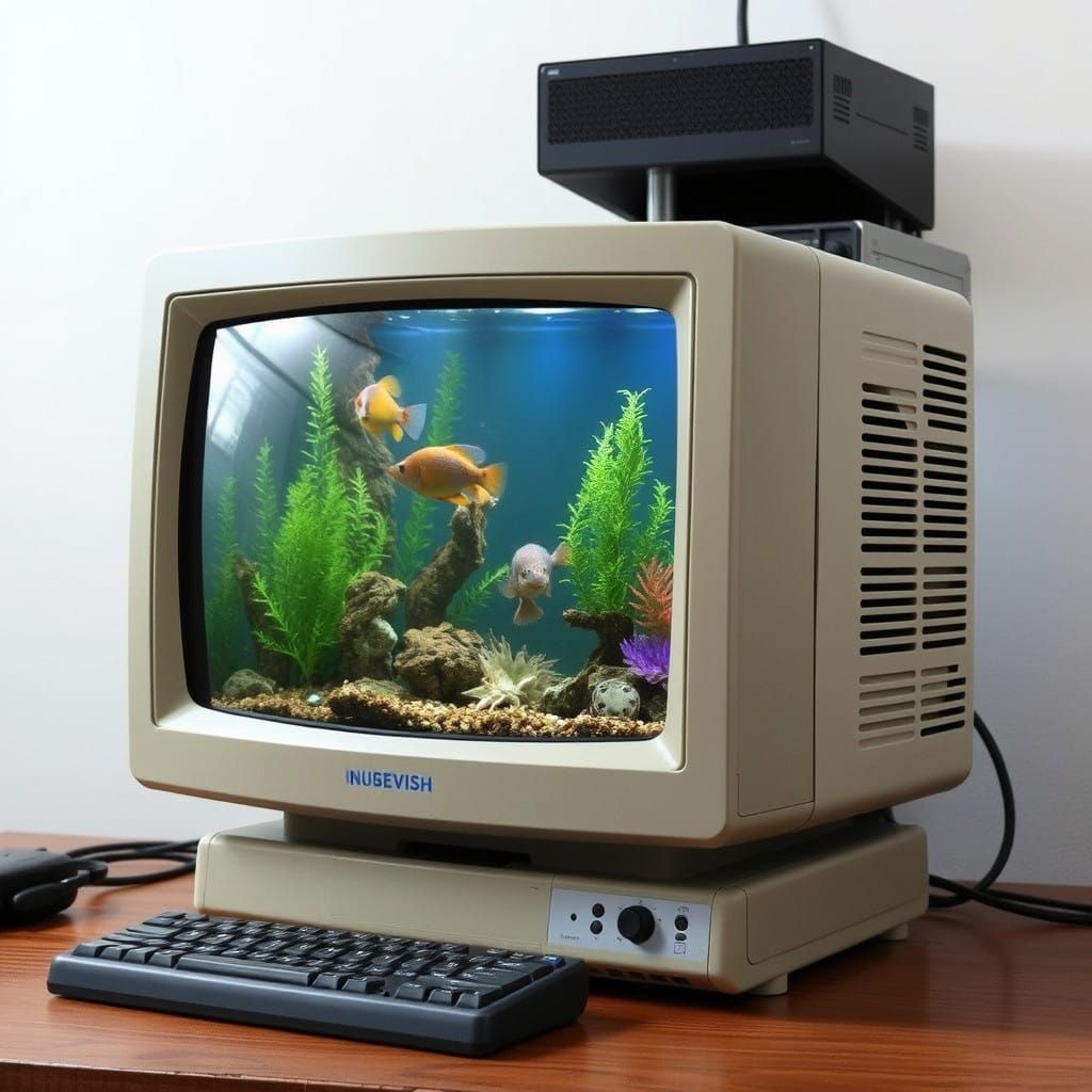 Vintage Computer Monitor Transformed into Tropical Fish Tank