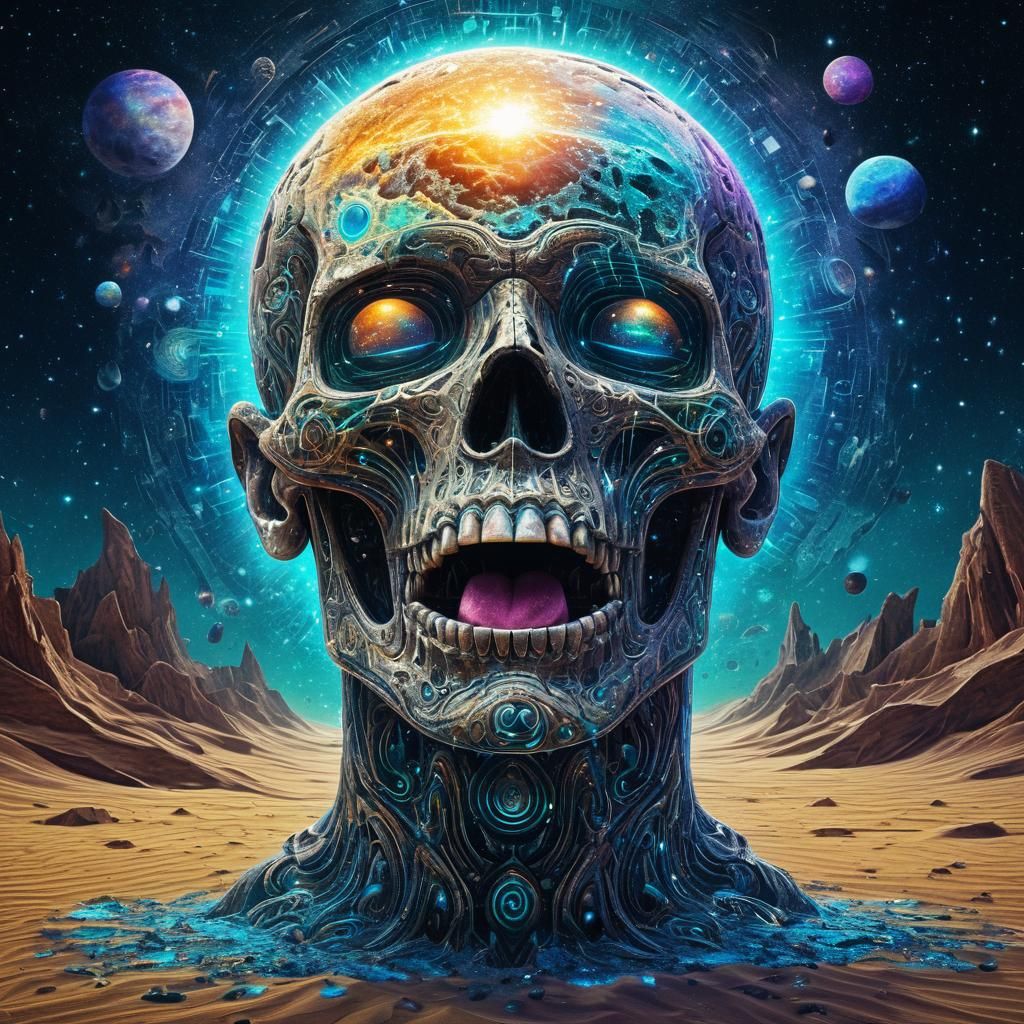 Holographic Sandscape in Cosmic Astral Illustration