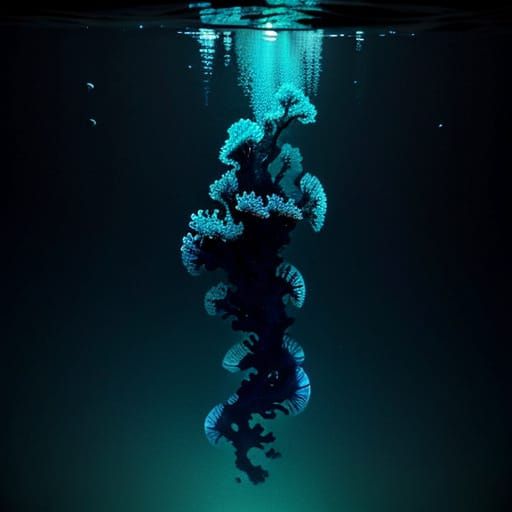 Bioluminescent Deep Sea Oceanscape with Hydrothermal Vents