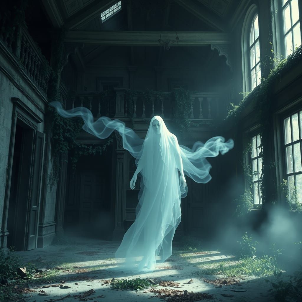 Surreal Ghost Materializes in Abandoned Mansion in Digital P...