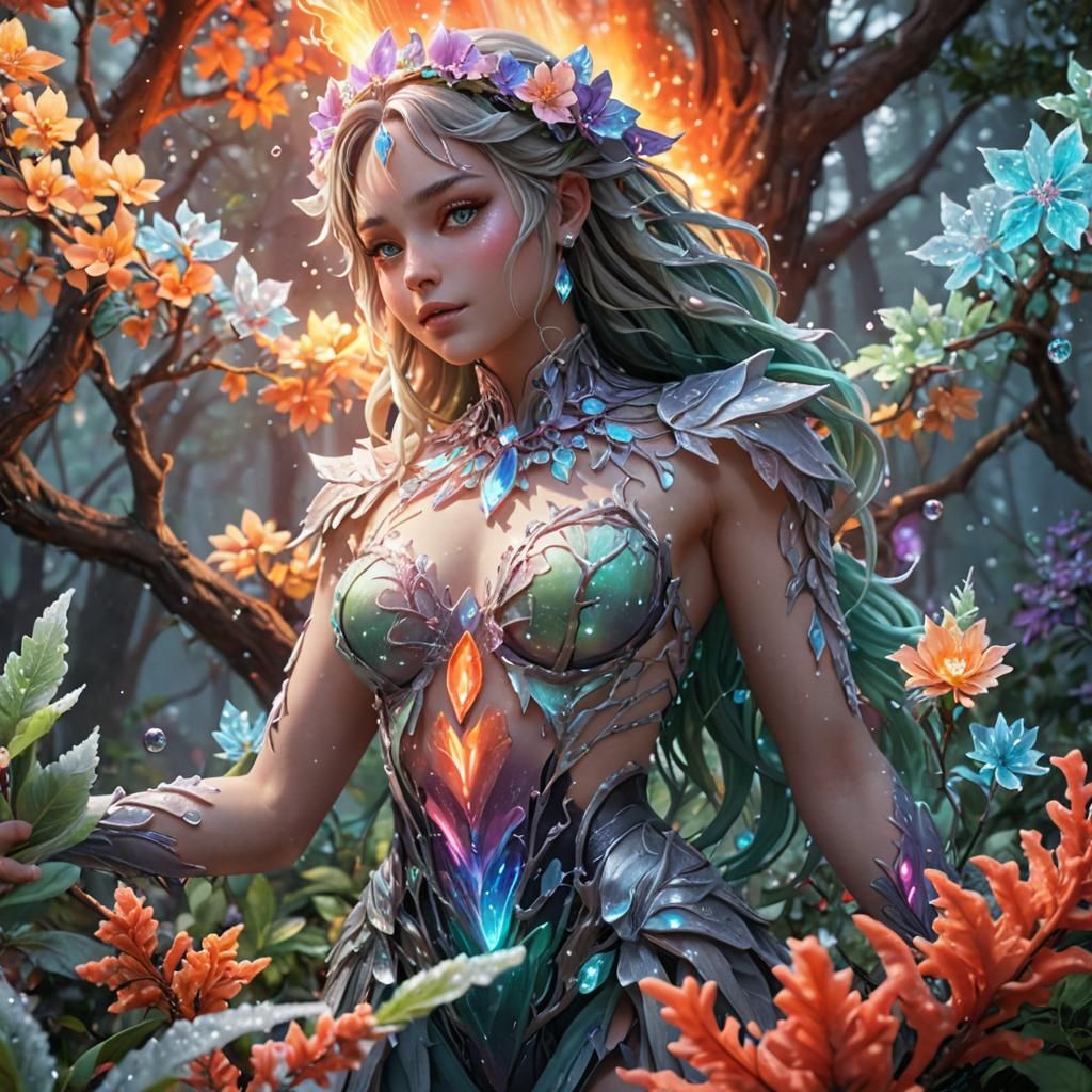 Vibrant Elemental World with Bioluminescent Textures