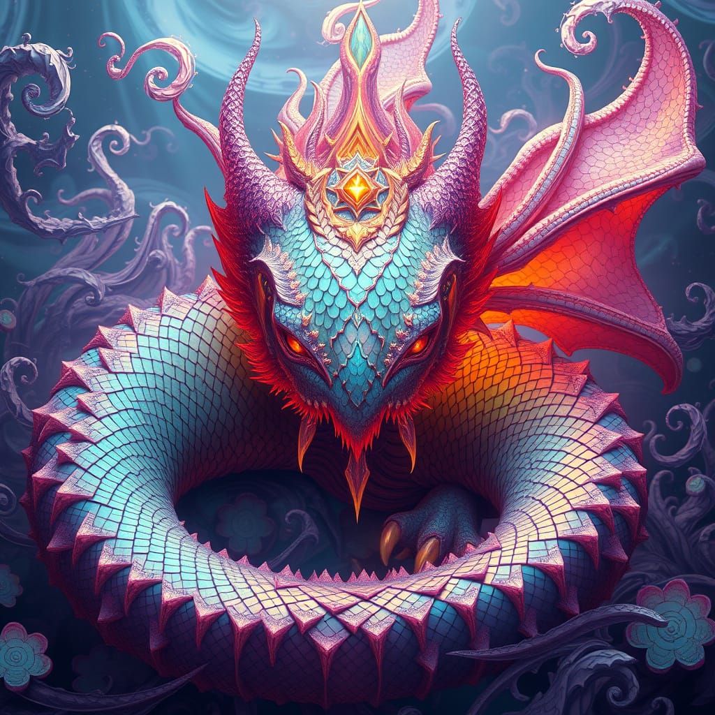 Surreal Fantasy Creature in Vibrant Ethereal Landscape