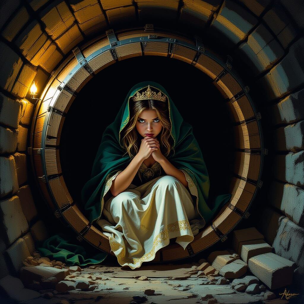 A Princess's Courage in Dark Fantasy Style