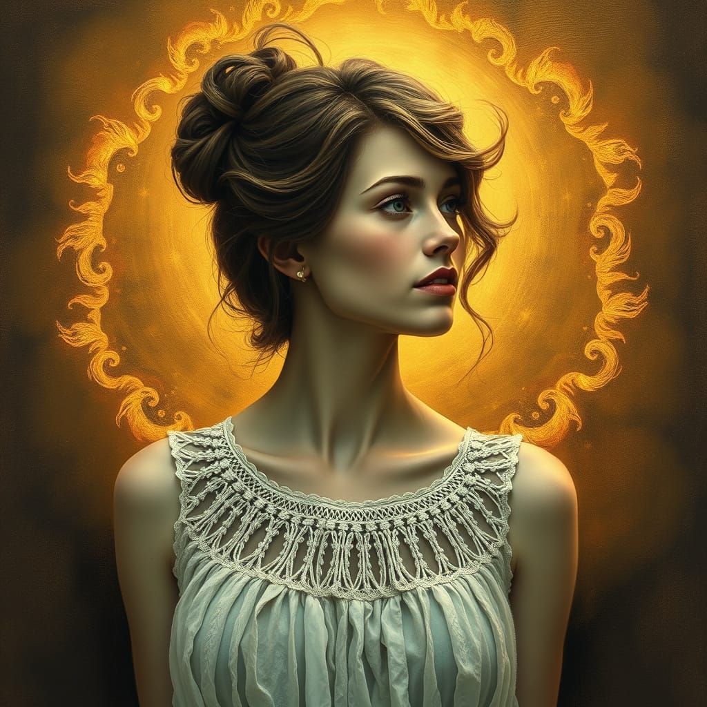 Mystical Woman Listening Beyond Time