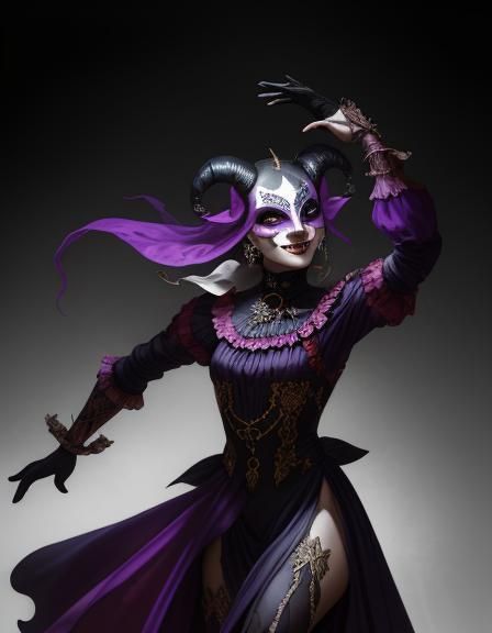 Mischievous Jester Dances in Dark Fantasy Art